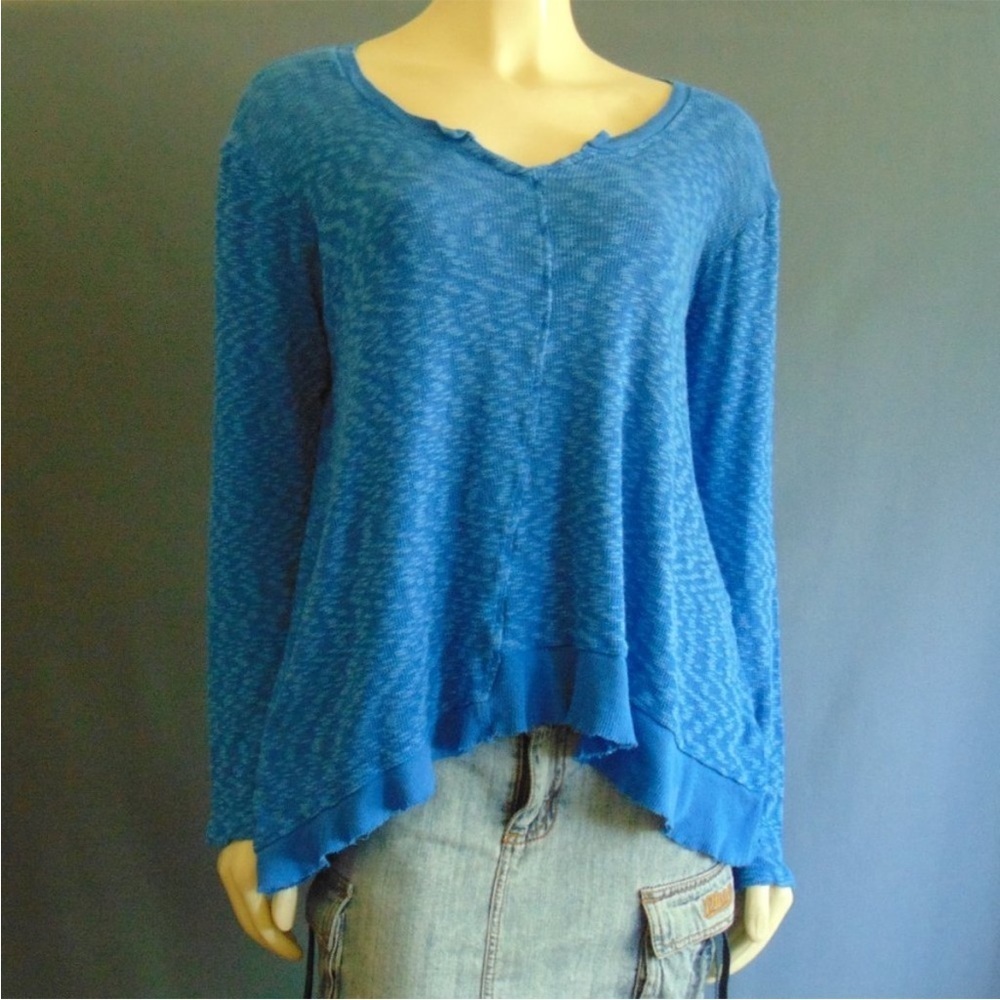 ⛱️Anthropologie - Cerulean Blue Asymmetrical Thermal Top - S